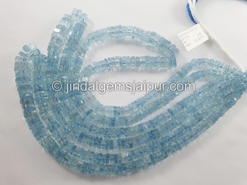 Aquamarine Step Cut Bolt Shape Beads