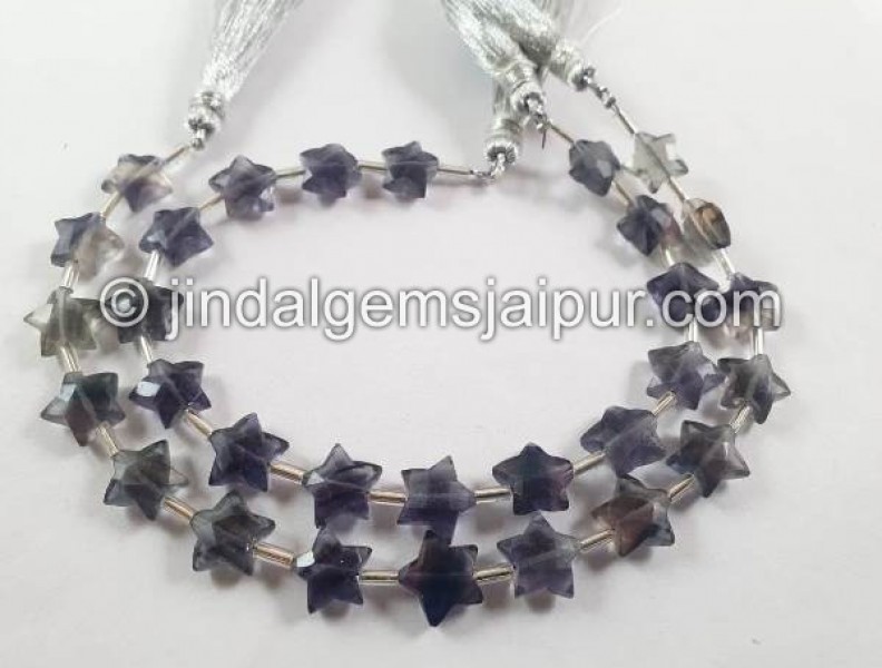 Fluorite Blue Faceted Star Beads