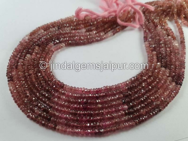 Pink Tourmaline Shaded Faceted Roundelle Beads