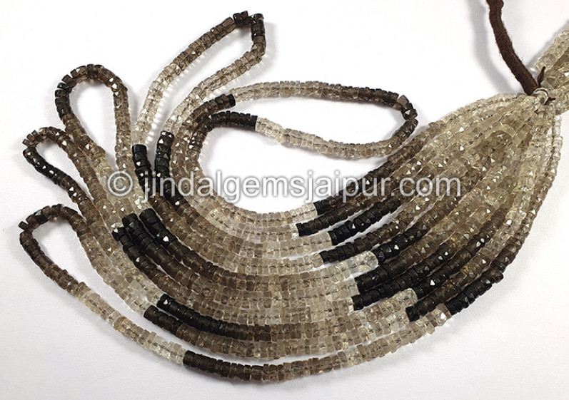 Smoky Quartz Faceted Tyre Shape Beads
