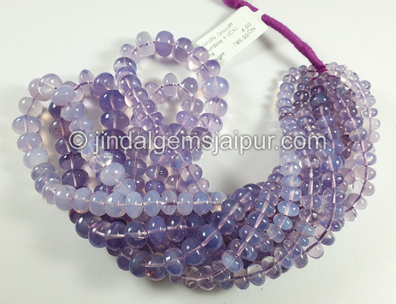 Scorolite Or Lavender Quartz Smooth Roundelle Shape Beads