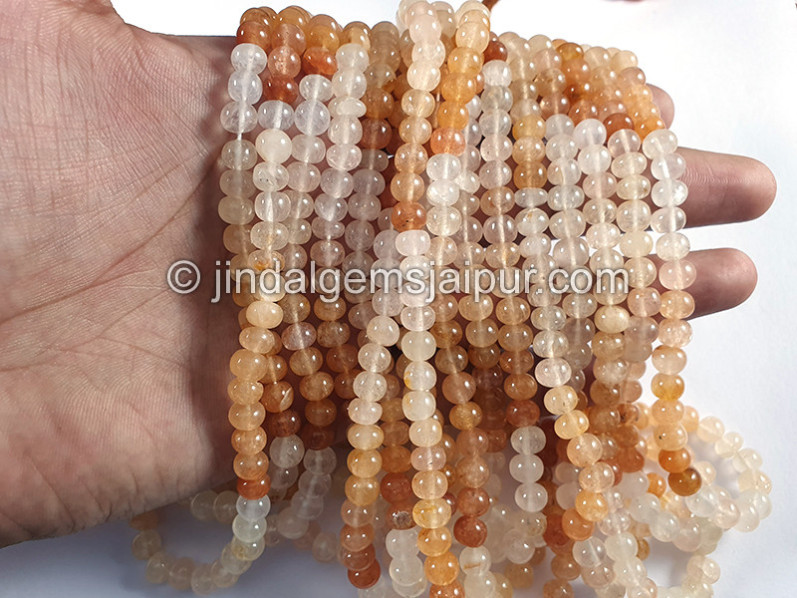 Orange Aventurine Smooth Roundelle Shape Small Beads