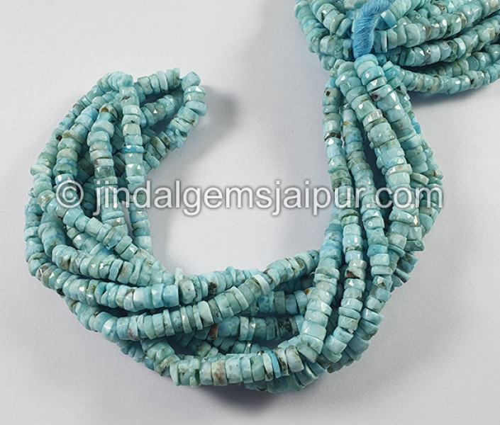 Larimar Faceted Coated Tyre Shape Beads