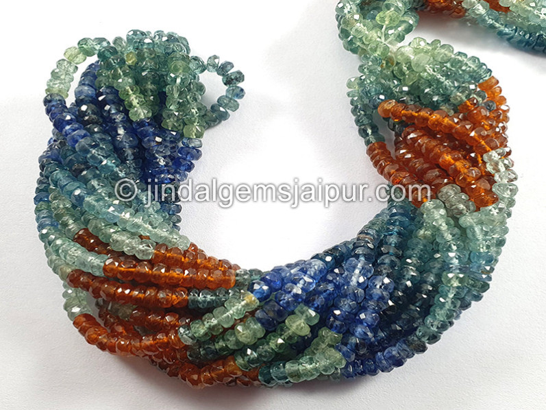 Multi Kyanite Faceted Roundelle Shape Beads