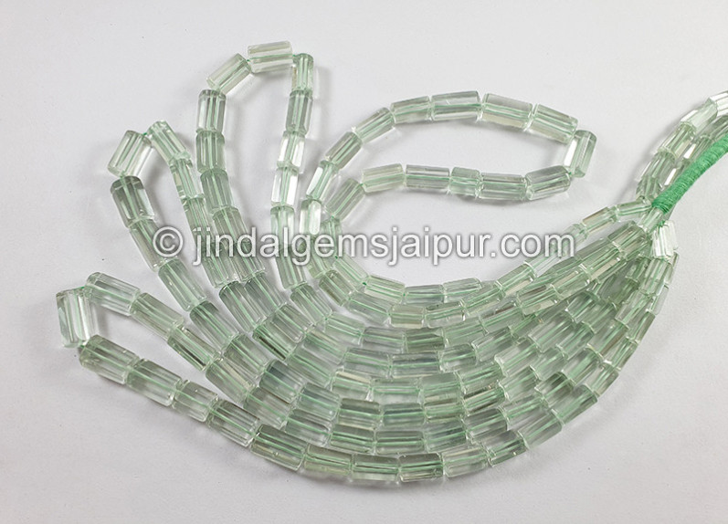 Green Amethyst Step Cut Pipe Shape Beads