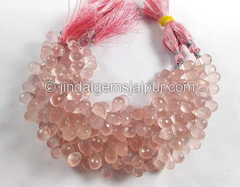 Rose Quartz Faceted Drops Shape Small Beads