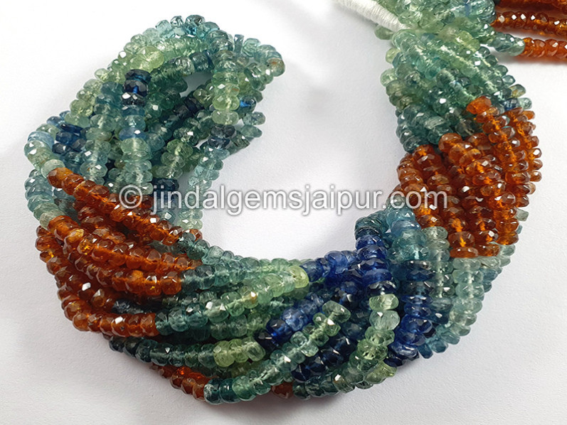 Multi Kyanite Faceted Roundelle Shape Beads