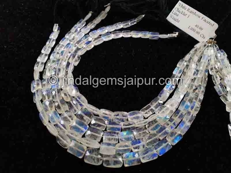 Rainbow Moonstone Faceted Chicklet Shape Beads