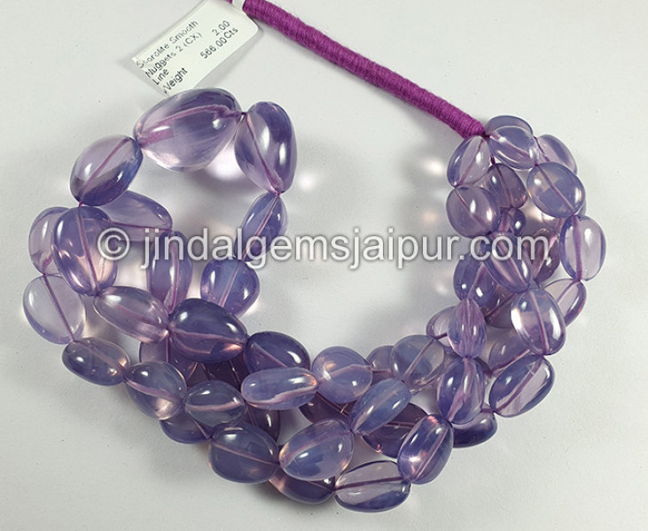 Scorolite Or Lavender Quartz Smooth Nuggets Shape Beads