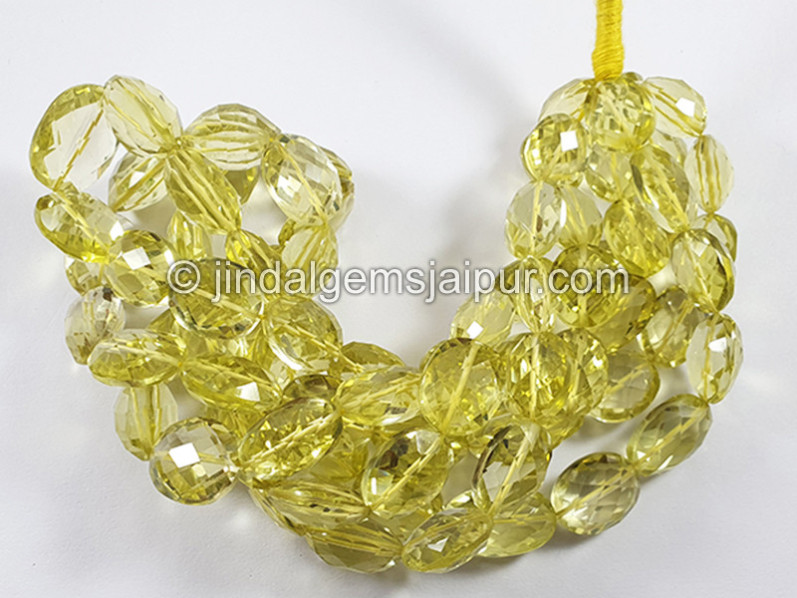 Lemon Quartz Faceted Oval Shape Beads