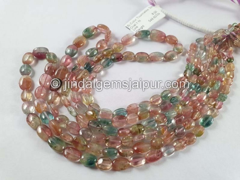 Bi Color Tourmaline Smooth Oval Beads