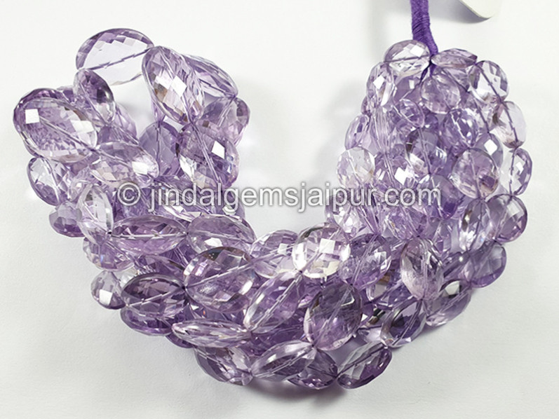 Pink Amethyst Faceted Oval Shape Beads