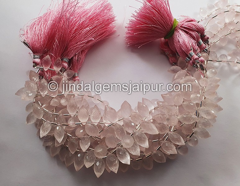 Rose Quartz Faceted Dew Drops Shape Beads