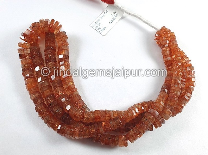 Sunstone Step Cut Bolt Shape Beads
