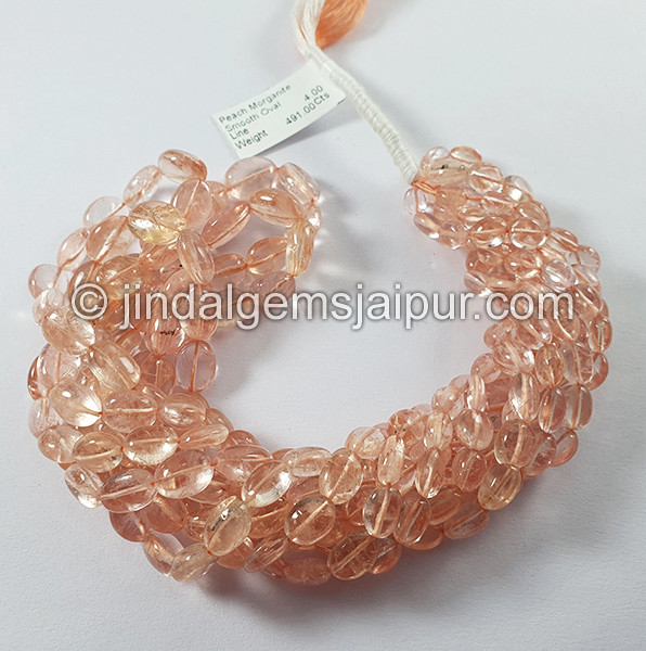 Peach Morganite Smooth Oval Shape Beads