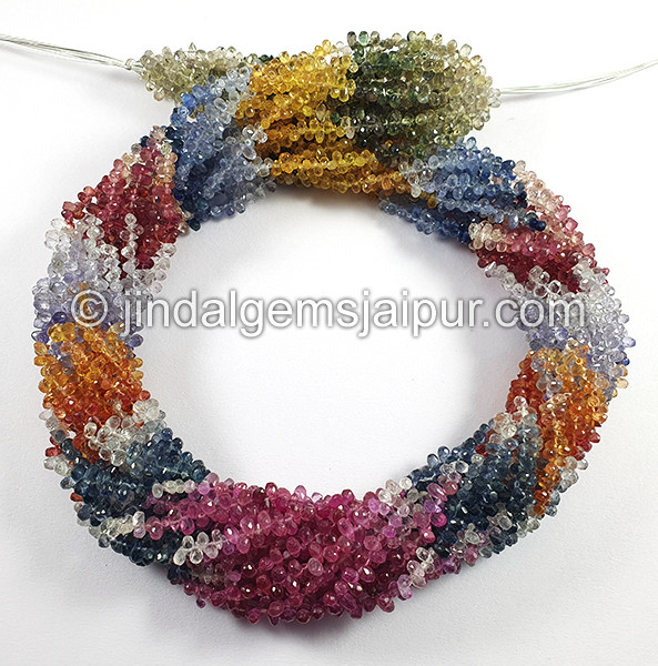 Multi Sapphire Faceted Drops Shape Beads
