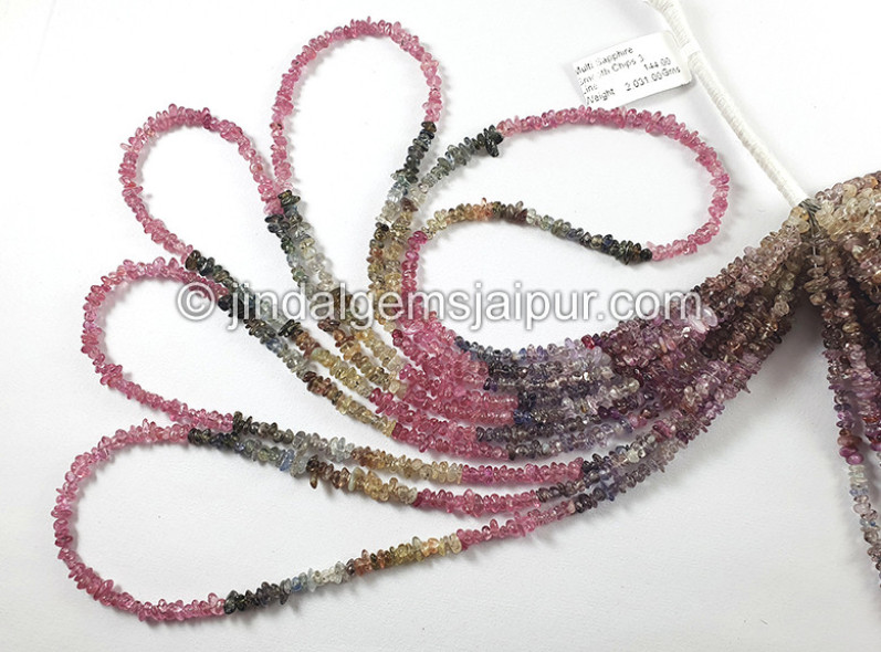 Multi Sapphire Smooth Chips Beads
