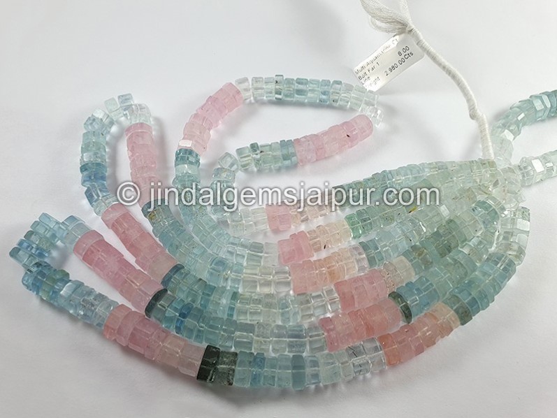 Multi Aquamarine Step Cut Bolt Shape Big Beads