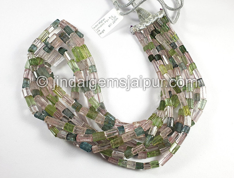 Pastel Afghan Tourmaline Pipe Shape Beads