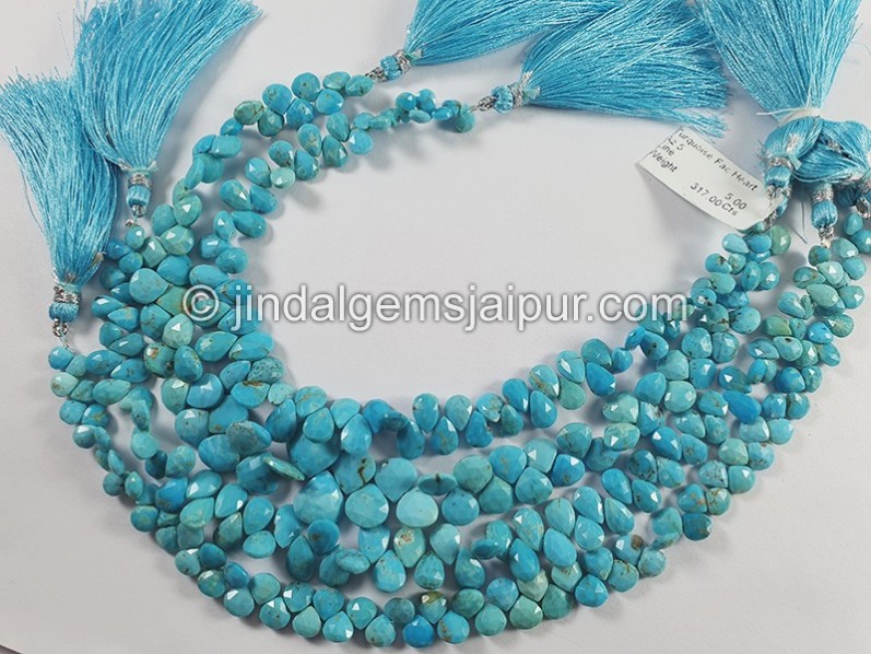 Turquoise Faceted Heart Shape Beads