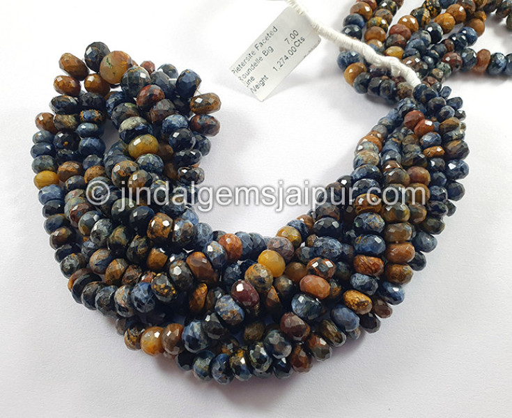 Pietersite Faceted Roundelle Shape Big Beads