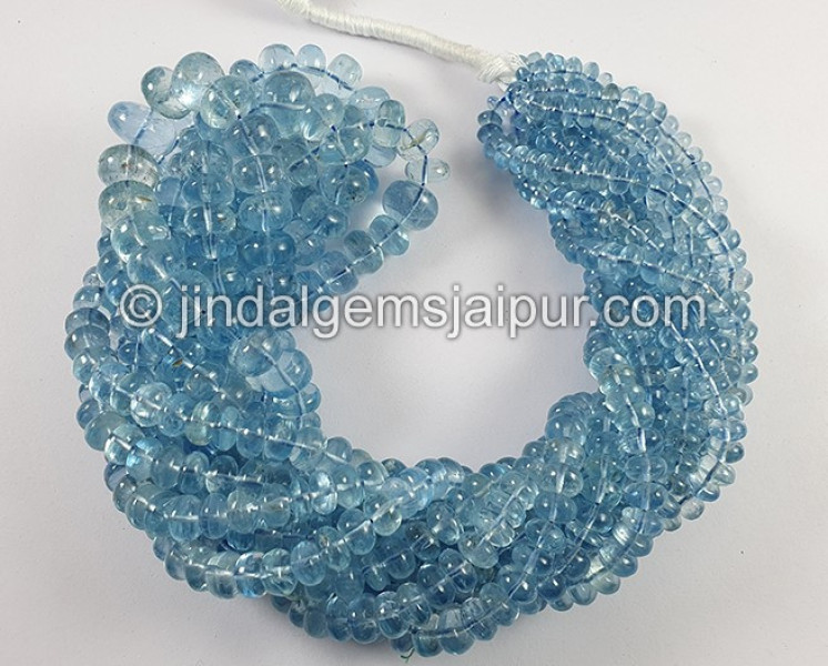 Aquamarine Smooth Roundelle Shape Beads