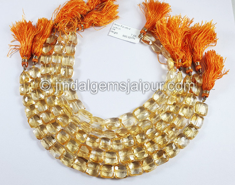 Citrine Faceted Cushion Shape Beads