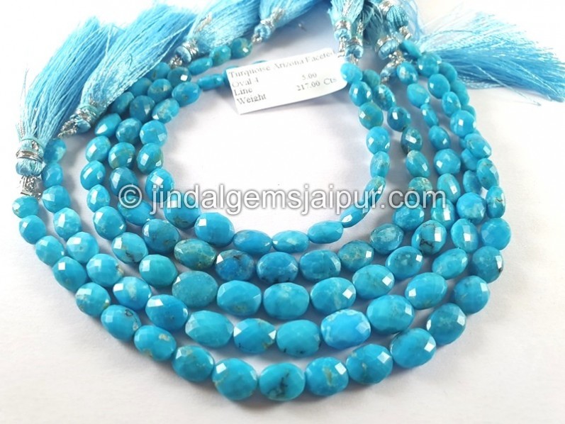 Turquoise Arizona Faceted Oval Shape Beads