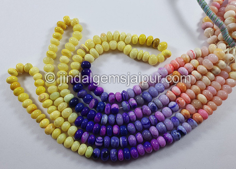 Multi Opal Dyed Smooth Roundelle Shape Beads