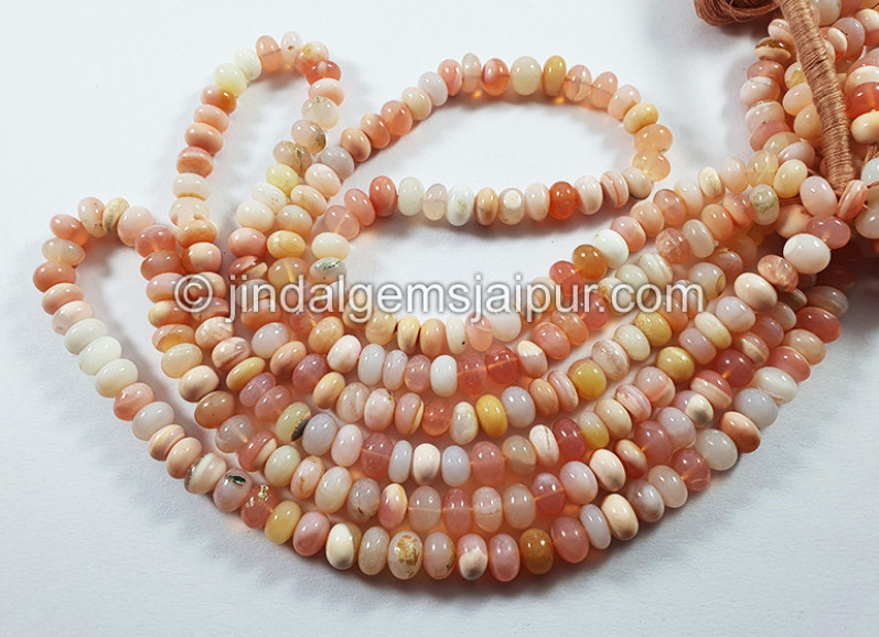 Glossy Pink Opal Smooth Roundelle Shape Beads