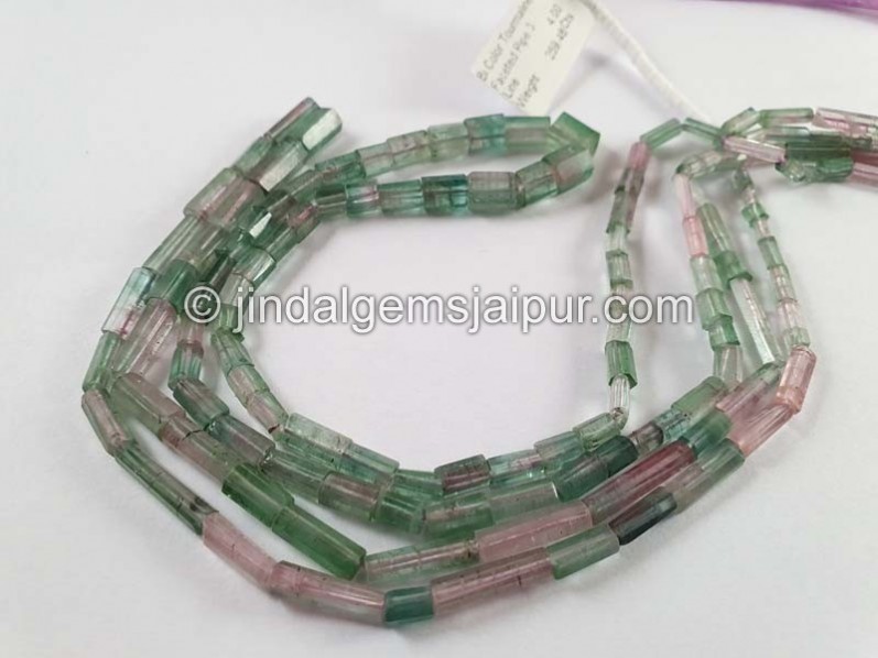Bi Color Tourmaline Faceted Pipe Beads