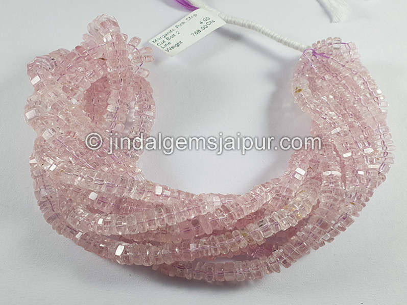 Pink Morganite Step Cut Bolt Shape Beads
