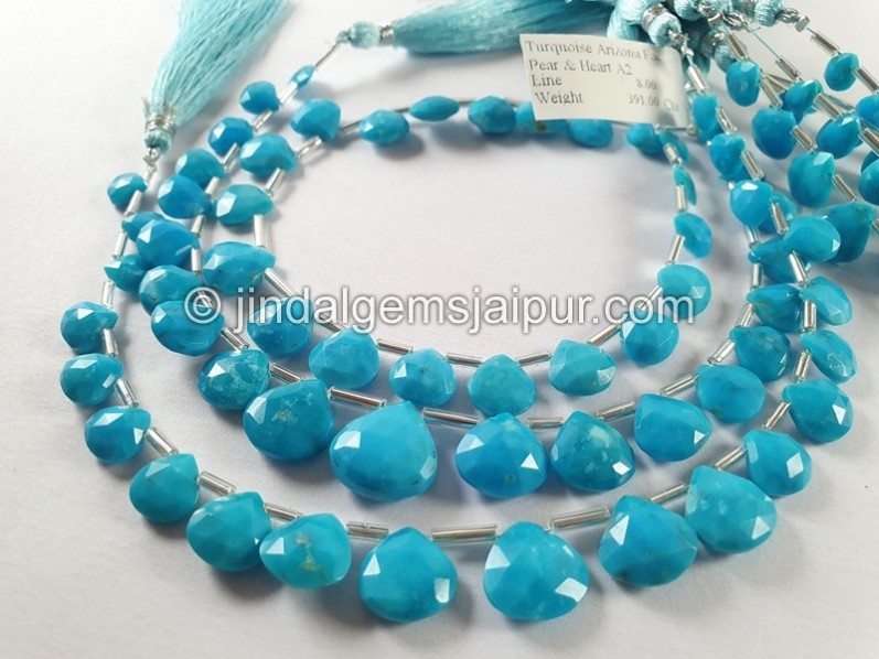 Turquoise Arizona Faceted Heart Shape Beads