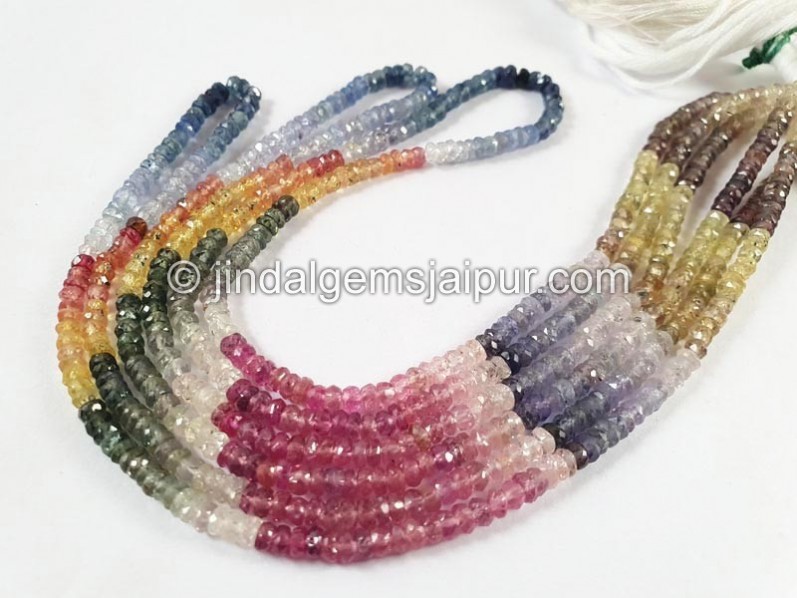 Multi Sapphire Faceted Roundelle Beads