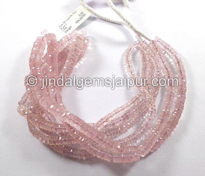 Pink Morganite Faceted Tyre Shape Beads