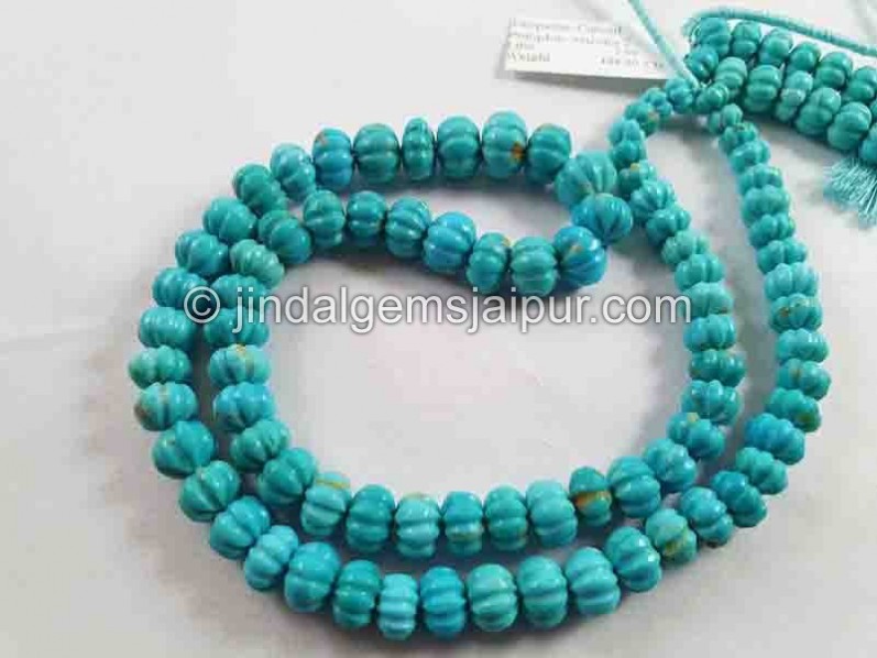 Natural Arizona Turquoise Carved Pumpkins Beads