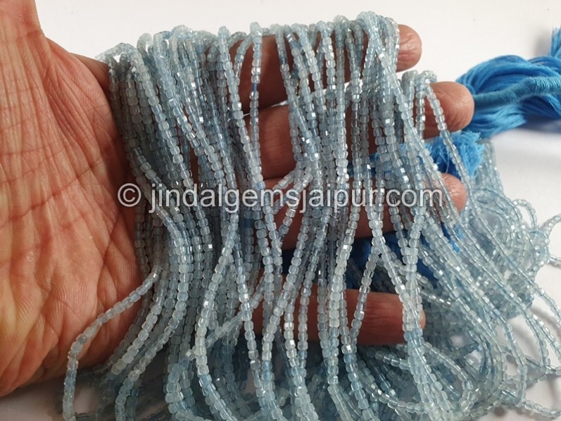 Aquamarine Shaded Cut Cube Beads