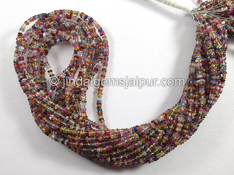 Natural Multi Sapphire Smooth Roundelle Shape Beads