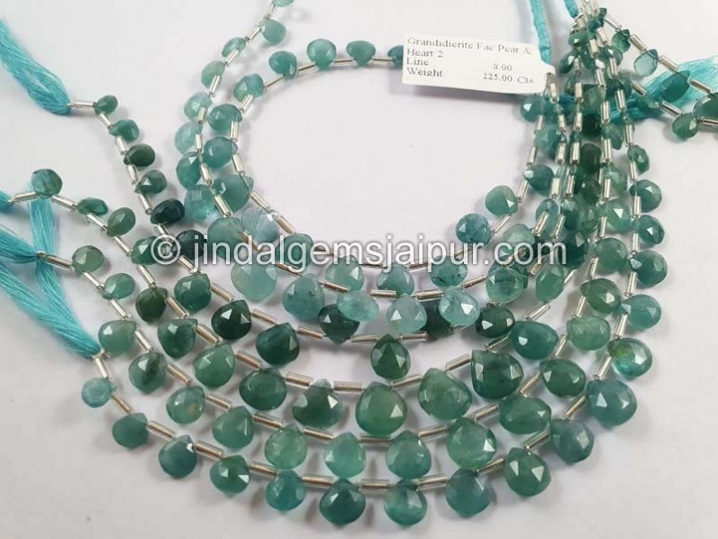 Grandidierite Faceted Heart Beads