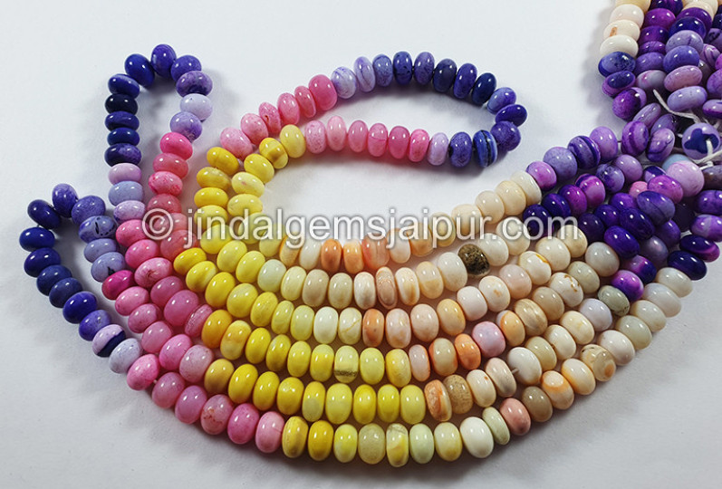 Multi Opal Dyed Smooth Roundelle Shape Beads