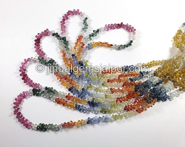 Multi Sapphire Faceted Drops Shape Beads