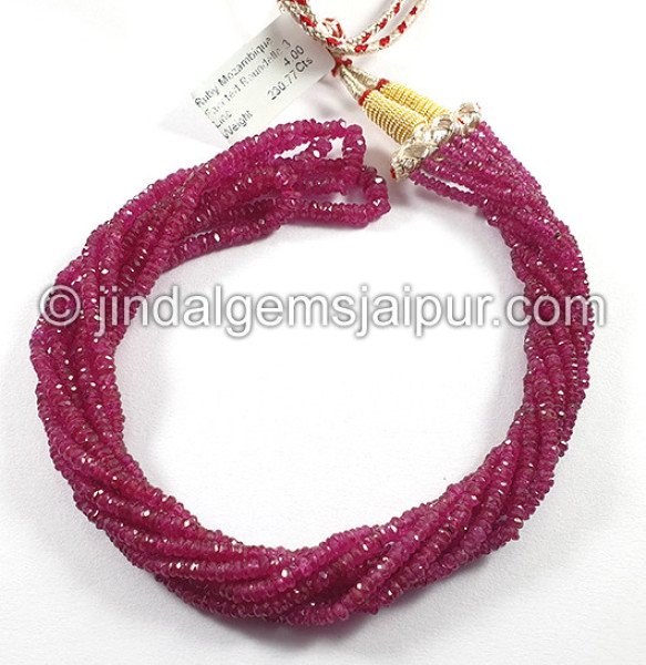 Ruby Mozambique Faceted Roundelle Shape Beads