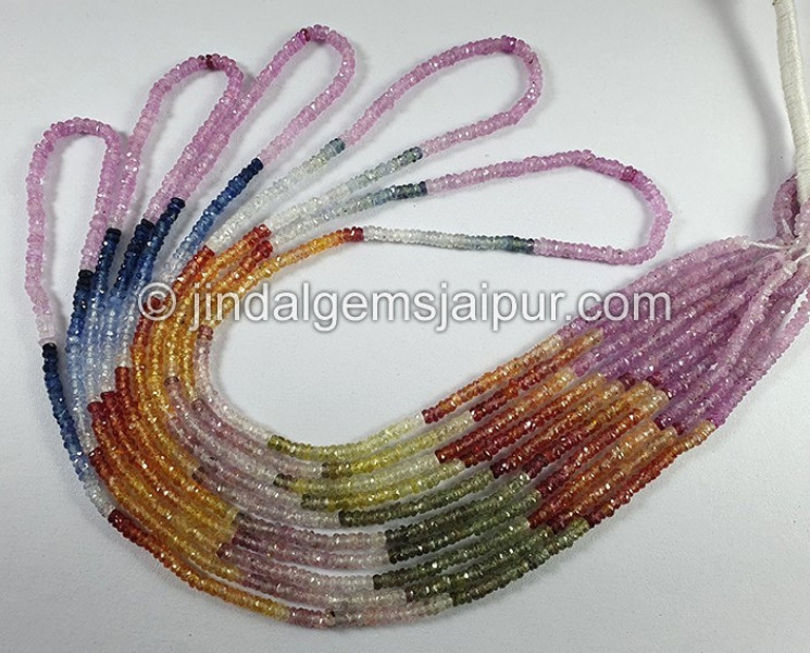 Multi Sapphire Faceted Roundelle Shape Beads