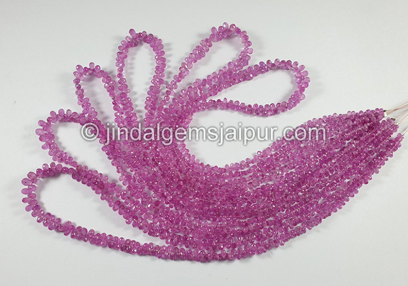 Pink Sapphire Faceted Drops Shape Beads