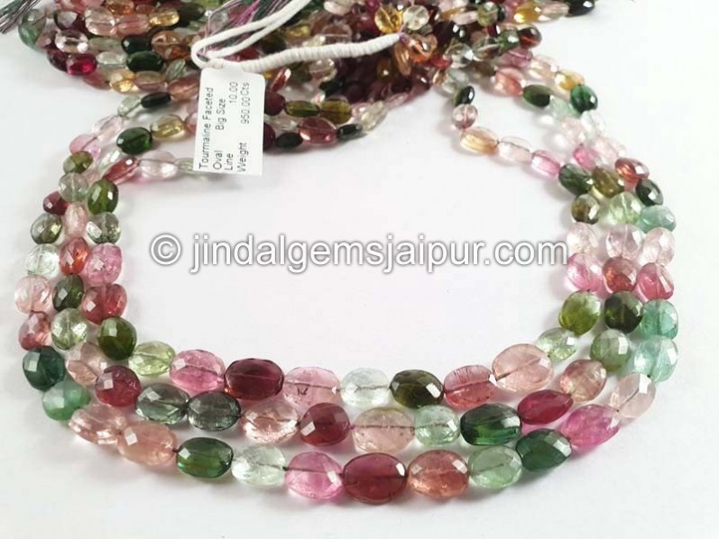 Tourmaline Faceted Oval Beads
