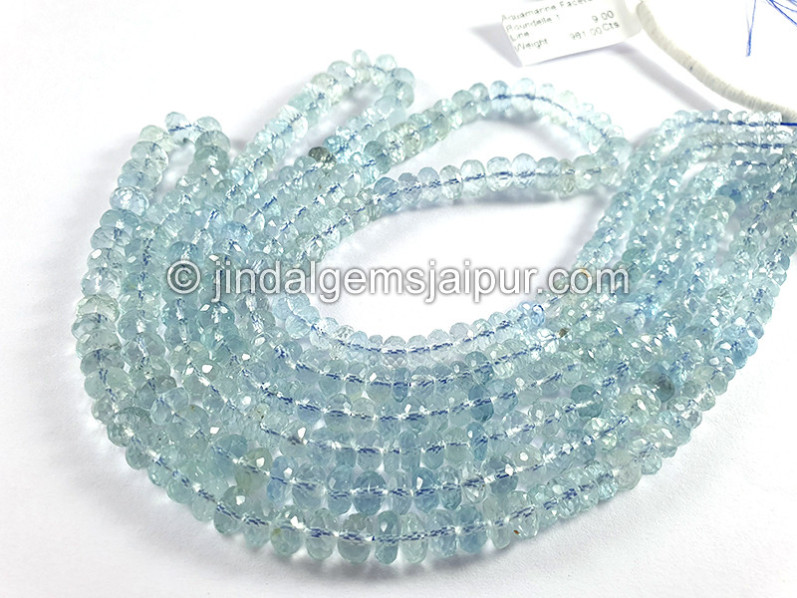 Aquamarine Faceted Roundelle Shape Beads