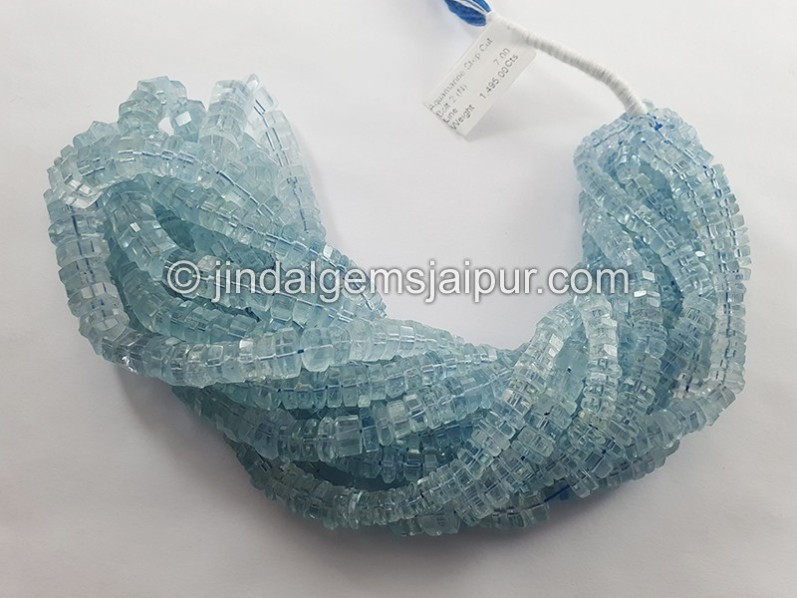 Aquamarine Step Cut Bolt Shape Beads