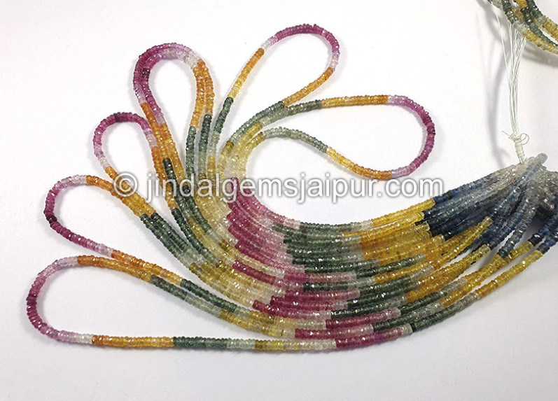 Multi Sapphire Faceted Tyre Shape Beads