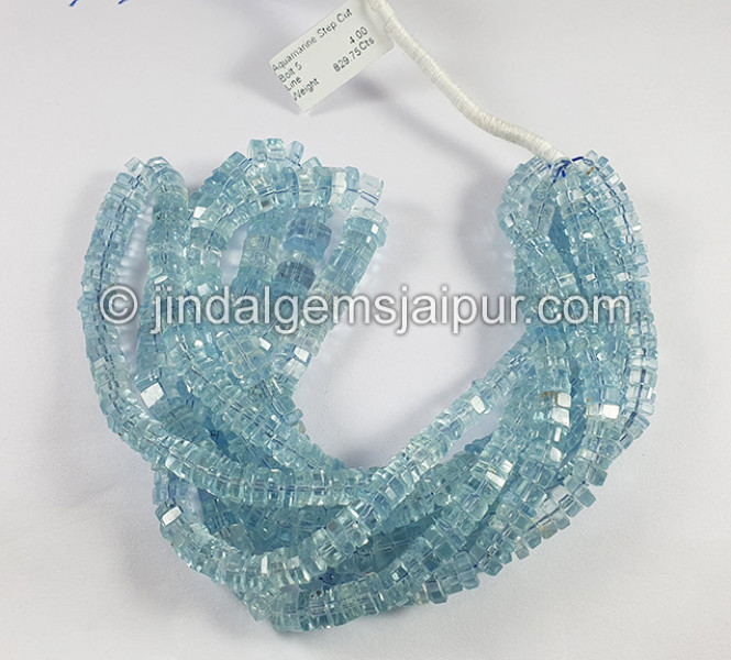 Aquamarine Step Cut Bolt Shape Beads