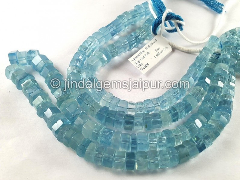 Aquamarine Step Cut Bolt Beads